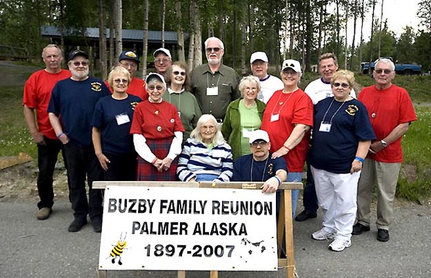 Group photo of Buzby family elders and first cousins